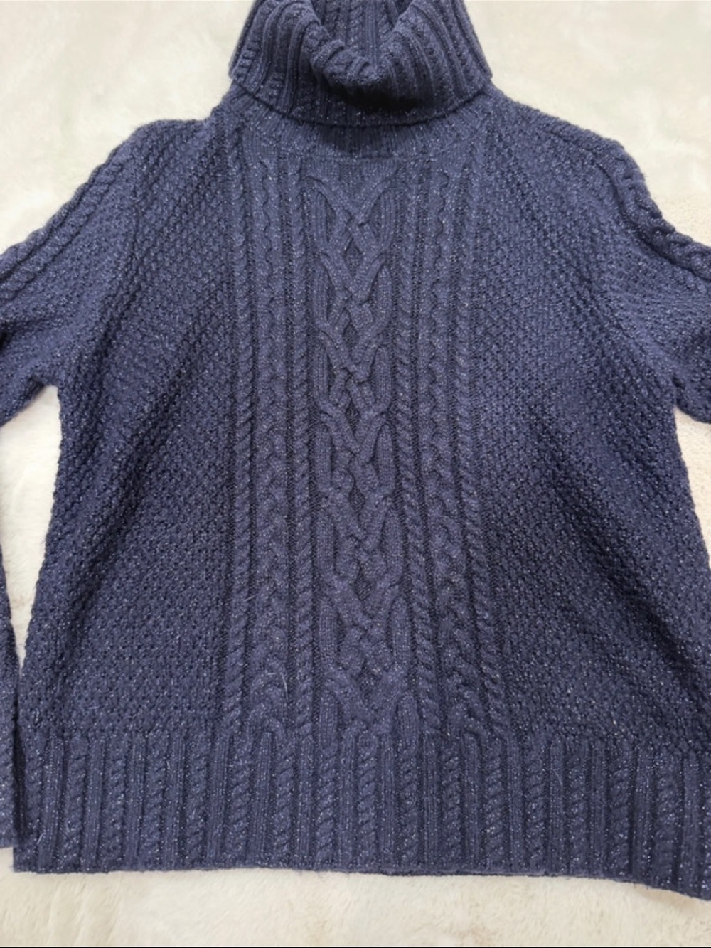 Talbots Navy Cable Knit Turtleneck Sweater